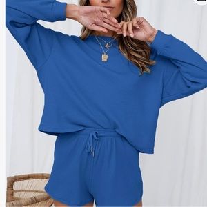 NWT Zesica lounge set, size L, cobalt blue. 100% rayon.